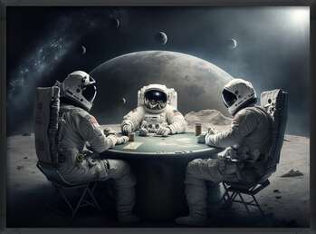 Plagát Astronauts playing Poker in the Space