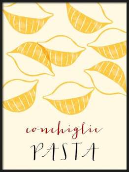 Plagát Shells Italian pasta. Shells poster illustration.