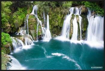 Zarámovaný plagát Waterfalls of Martin Brod on Una national park, Bosnia and Herzegovina